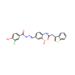 COc1cc(/C=N/NC(=O)c2ccc(O)c(Cl)c2)ccc1NC(=O)Cc1csc2ccccc12 ZINC000013492727