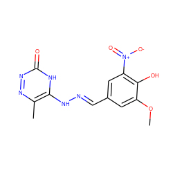 COc1cc(/C=N/Nc2[nH]c(=O)nnc2C)cc([N+](=O)[O-])c1O ZINC000013638550