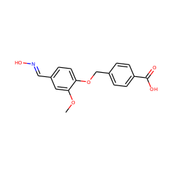 COc1cc(/C=N/O)ccc1OCc1ccc(C(=O)O)cc1 ZINC000018105595