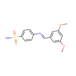 COc1cc(/C=N/c2ccc(S(N)(=O)=O)cc2)cc(OC)c1 ZINC000001663213