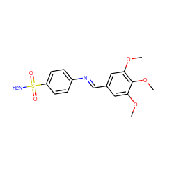 COc1cc(/C=N/c2ccc(S(N)(=O)=O)cc2)cc(OC)c1OC ZINC000001090361