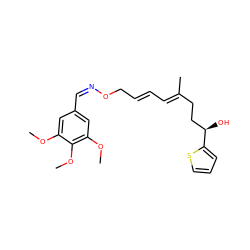 COc1cc(/C=N\OC/C=C/C=C(\C)CC[C@@H](O)c2cccs2)cc(OC)c1OC ZINC000013473251