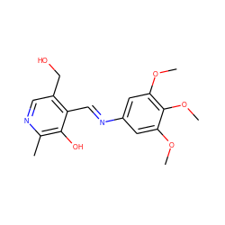COc1cc(/N=C/c2c(CO)cnc(C)c2O)cc(OC)c1OC ZINC000096901021