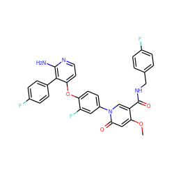 COc1cc(=O)n(-c2ccc(Oc3ccnc(N)c3-c3ccc(F)cc3)c(F)c2)cc1C(=O)NCc1ccc(F)cc1 ZINC000206003113