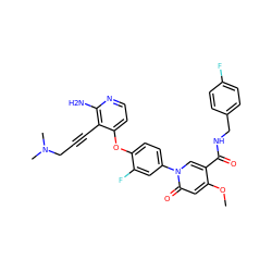 COc1cc(=O)n(-c2ccc(Oc3ccnc(N)c3C#CCN(C)C)c(F)c2)cc1C(=O)NCc1ccc(F)cc1 ZINC000206003076