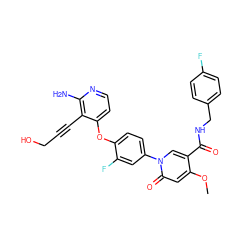 COc1cc(=O)n(-c2ccc(Oc3ccnc(N)c3C#CCO)c(F)c2)cc1C(=O)NCc1ccc(F)cc1 ZINC000205998698