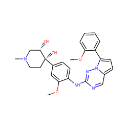 COc1cc([C@@]2(O)CCN(C)C[C@@H]2O)ccc1Nc1ncc2ccc(-c3ccccc3OC)n2n1 ZINC000114009581