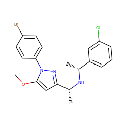 COc1cc([C@@H](C)N[C@H](C)c2cccc(Cl)c2)nn1-c1ccc(Br)cc1 ZINC000045256631