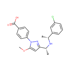 COc1cc([C@@H](C)N[C@H](C)c2cccc(Cl)c2)nn1-c1ccc(C(=O)O)cc1 ZINC000045318437