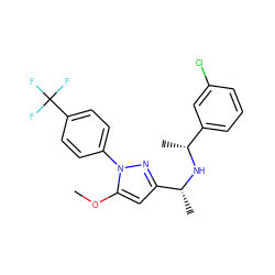 COc1cc([C@@H](C)N[C@H](C)c2cccc(Cl)c2)nn1-c1ccc(C(F)(F)F)cc1 ZINC000045283599