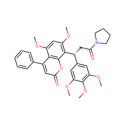 COc1cc([C@@H](CC(=O)N2CCCC2)c2c(OC)cc(OC)c3c(-c4ccccc4)cc(=O)oc23)cc(OC)c1OC ZINC000017545929