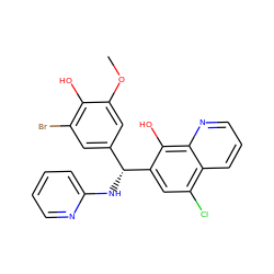 COc1cc([C@@H](Nc2ccccn2)c2cc(Cl)c3cccnc3c2O)cc(Br)c1O ZINC000019849908