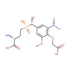 COc1cc([C@@H](O)[P@](=O)(O)CC[C@@H](N)C(=O)O)cc([N+](=O)[O-])c1OCC(=O)O ZINC001772619912
