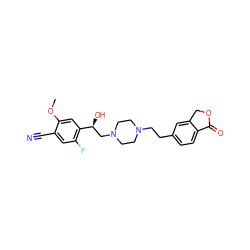 COc1cc([C@@H](O)CN2CCN(CCc3ccc4c(c3)COC4=O)CC2)c(F)cc1C#N ZINC000113486311