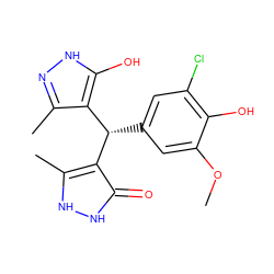 COc1cc([C@@H](c2c(C)n[nH]c2O)c2c(C)[nH][nH]c2=O)cc(Cl)c1O ZINC000003908692