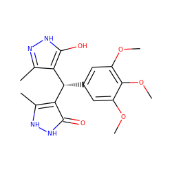 COc1cc([C@@H](c2c(C)n[nH]c2O)c2c(C)[nH][nH]c2=O)cc(OC)c1OC ZINC000019930628