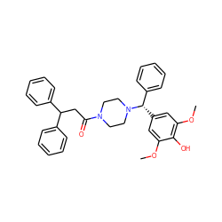 COc1cc([C@@H](c2ccccc2)N2CCN(C(=O)CC(c3ccccc3)c3ccccc3)CC2)cc(OC)c1O ZINC000138137797