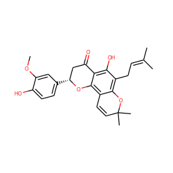 COc1cc([C@@H]2CC(=O)c3c(O)c(CC=C(C)C)c4c(c3O2)C=CC(C)(C)O4)ccc1O ZINC000013339860