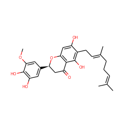 COc1cc([C@@H]2CC(=O)c3c(cc(O)c(C/C=C(\C)CCC=C(C)C)c3O)O2)cc(O)c1O ZINC000040872708