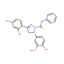 COc1cc([C@@H]2CC(c3ccc(O)cc3O)=NN2C(=S)Nc2ccccc2)ccc1O ZINC000029044224