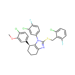 COc1cc([C@@H]2CCCc3nc(SCc4c(F)cccc4Cl)n(-c4ccc(F)c(Cl)c4)c32)ccc1Cl ZINC001772646139