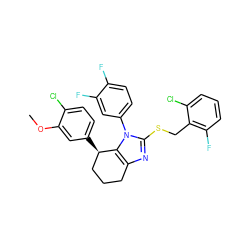 COc1cc([C@@H]2CCCc3nc(SCc4c(F)cccc4Cl)n(-c4ccc(F)c(F)c4)c32)ccc1Cl ZINC001772629031