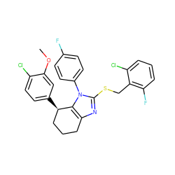 COc1cc([C@@H]2CCCc3nc(SCc4c(F)cccc4Cl)n(-c4ccc(F)cc4)c32)ccc1Cl ZINC001772610156