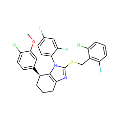 COc1cc([C@@H]2CCCc3nc(SCc4c(F)cccc4Cl)n(-c4ccc(F)cc4F)c32)ccc1Cl ZINC001772626483