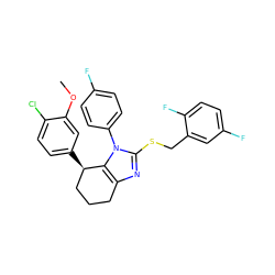 COc1cc([C@@H]2CCCc3nc(SCc4cc(F)ccc4F)n(-c4ccc(F)cc4)c32)ccc1Cl ZINC001772625373