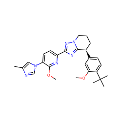 COc1cc([C@@H]2CCCn3nc(-c4ccc(-n5cnc(C)c5)c(OC)n4)nc32)ccc1C(C)(C)C ZINC000068245611