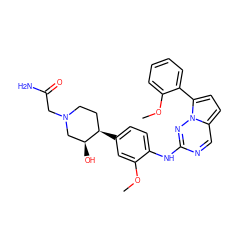 COc1cc([C@@H]2CCN(CC(N)=O)C[C@@H]2O)ccc1Nc1ncc2ccc(-c3ccccc3OC)n2n1 ZINC000114007109