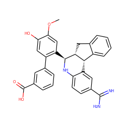 COc1cc([C@@H]2Nc3ccc(C(=N)N)cc3[C@H]3c4ccccc4C[C@@H]23)c(-c2cccc(C(=O)O)c2)cc1O ZINC000096273301