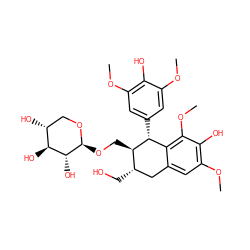 COc1cc([C@@H]2c3c(cc(OC)c(O)c3OC)C[C@H](CO)[C@H]2CO[C@@H]2OC[C@@H](O)[C@H](O)[C@H]2O)cc(OC)c1O ZINC000044404353