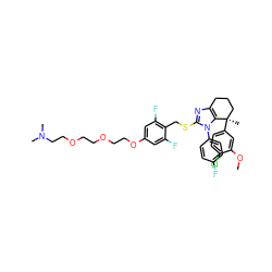 COc1cc([C@]2(C)CCCc3nc(SCc4c(F)cc(OCCOCCOCCN(C)C)cc4F)n(-c4ccc(F)cc4)c32)ccc1Cl ZINC001772579130