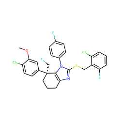 COc1cc([C@]2(CF)CCCc3nc(SCc4c(F)cccc4Cl)n(-c4ccc(F)cc4)c32)ccc1Cl ZINC001772588074