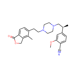 COc1cc([C@H](C)CN2CCN(CCc3ccc4c(c3C)COC4=O)CC2)ccc1C#N ZINC000220428643