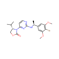 COc1cc([C@H](C)Nc2nccc(N3C(=O)OC[C@@H]3C(C)C)n2)cc(OC)c1Br ZINC000142093799