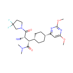 COc1cc([C@H]2CC[C@@H]([C@H](C(=O)N(C)C)[C@H](N)C(=O)N3CCC(F)(F)C3)CC2)nc(OC)n1 ZINC000101094335
