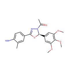 COc1cc([C@H]2OC(c3ccc(N)c(C)c3)=NN2C(C)=O)cc(OC)c1OC ZINC000001493880