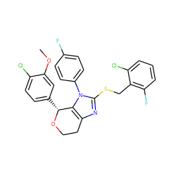 COc1cc([C@H]2OCCc3nc(SCc4c(F)cccc4Cl)n(-c4ccc(F)cc4)c32)ccc1Cl ZINC001772644599