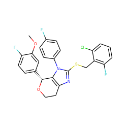 COc1cc([C@H]2OCCc3nc(SCc4c(F)cccc4Cl)n(-c4ccc(F)cc4)c32)ccc1F ZINC001772606684