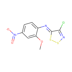 COc1cc([N+](=O)[O-])ccc1/N=c1\ssnc1Cl ZINC000100149406