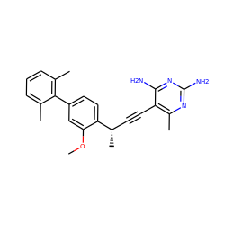 COc1cc(-c2c(C)cccc2C)ccc1[C@@H](C)C#Cc1c(C)nc(N)nc1N ZINC000140074835