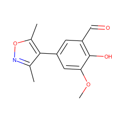 COc1cc(-c2c(C)noc2C)cc(C=O)c1O ZINC000169699623