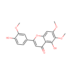 COc1cc(-c2cc(=O)c3c(O)c(OC)c(OC)cc3o2)ccc1O ZINC000000338331