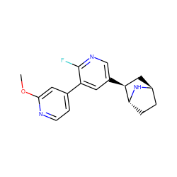 COc1cc(-c2cc([C@H]3C[C@H]4CC[C@H]3N4)cnc2F)ccn1 ZINC000103249595