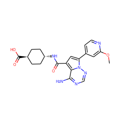 COc1cc(-c2cc(C(=O)N[C@H]3CC[C@H](C(=O)O)CC3)c3c(N)ncnn23)ccn1 ZINC000261155280