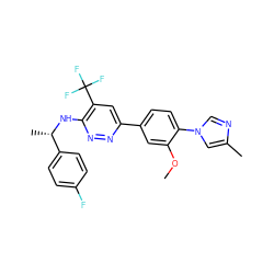 COc1cc(-c2cc(C(F)(F)F)c(N[C@@H](C)c3ccc(F)cc3)nn2)ccc1-n1cnc(C)c1 ZINC000072173545
