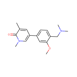 COc1cc(-c2cc(C)c(=O)n(C)c2)ccc1CN(C)C ZINC000653878839