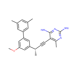 COc1cc(-c2cc(C)cc(C)c2)cc([C@@H](C)C#Cc2c(C)nc(N)nc2N)c1 ZINC000045299453